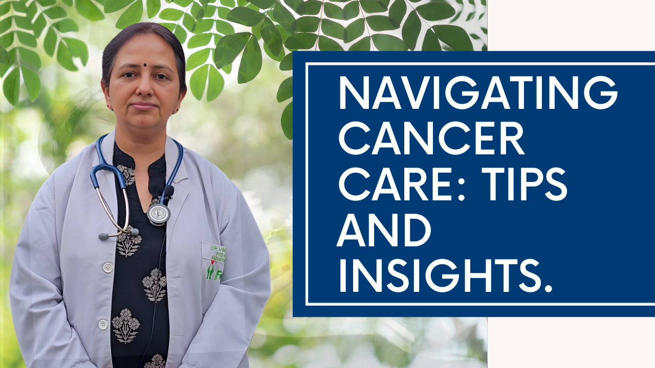 Dr. Vineeta Goel, a leading oncologist in Delhi, consulting with a patient in her office, showcasing her commitment to providing compassionate and personalized cancer care.